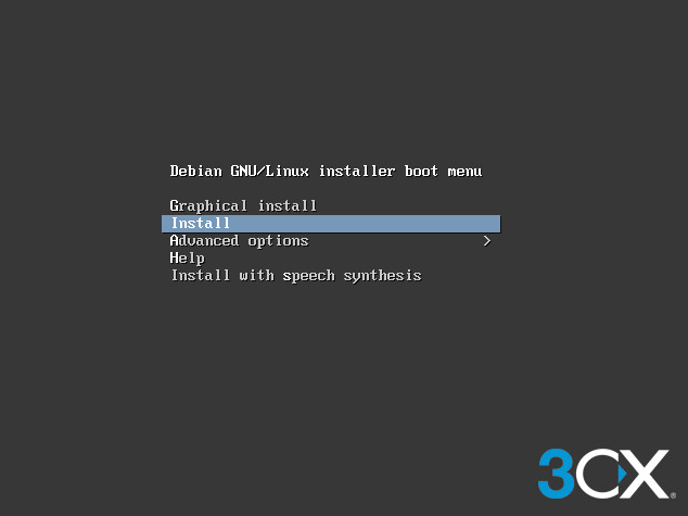 3CX Linux boot screen